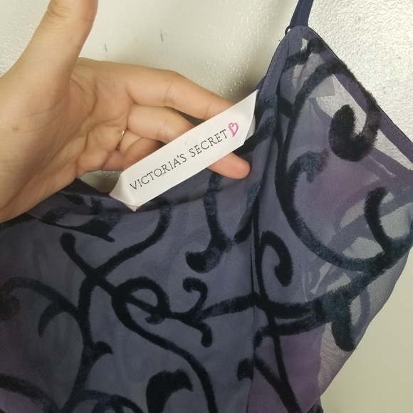 VINTAGE VICTORIA’S SECRET Ombré Y2K Mesh See Through Slip Dress Lingerie Velvet - Picture 9 of 13